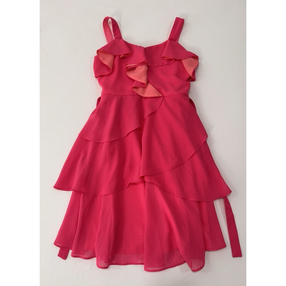 Blush by Us Angels Girls Size 10 Hot Pink Ruffle Party Dress Formal Occasion